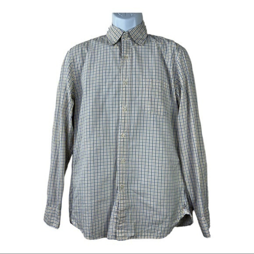 J.Crew Men Casual Shirt Buttons Down Plaid Yellow Blue Sz M